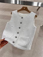 CC READY-TO-WEAR – WHITE TWEED VEST