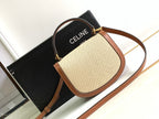 MINI BESACE CLEA 15 IN BROWN TEXTILE AND CALFSKIN