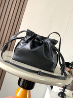 LOE MEDIUM 30 FLAMENCO KNOT IN BLACK LAMBSKIN