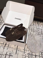 SLINGBACK LOAFER IN BROWN SUEDE AND SHEARLING
