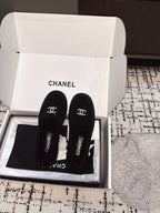 SLINGBACK LOAFER IN BLACK SUEDE AND SHEARLING