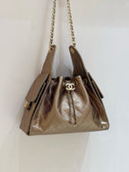 CHANEL 25 MEDIUM HANDBAG IN GOLDEN BROWN CALFSKIN WITH GOLD HARDWARE