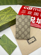 GG LONG CARD CASE IN BEIGE MIX BROWN CANVAS