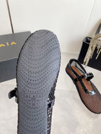 MARY JANE SHOES IN BLACK MESH AND LEATHER