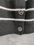 CC NAUTICAL CARDIGAN IN BLACK AND WHITE COTTON KNIT WITH STRIPED DESIGN WITH CC BUTTONS