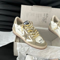 BALLSTAR SNEAKERS IN WHITE AND GREY CALFSKIN AND SUEDE