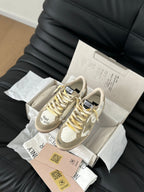 BALLSTAR SNEAKERS IN WHITE AND GREY CALFSKIN AND SUEDE