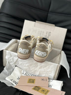 BALLSTAR SNEAKERS IN WHITE AND GREY CALFSKIN AND SUEDE
