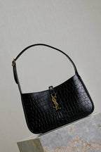 Le 5 a 7 Bag 25cm Black Crocodile Pattern Calfskin Ghw