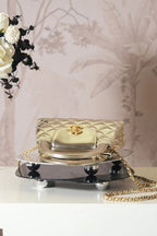 CC COCO HANDLE BAG 19 IN METALLIC GOLD QUILTED CALFSKIN