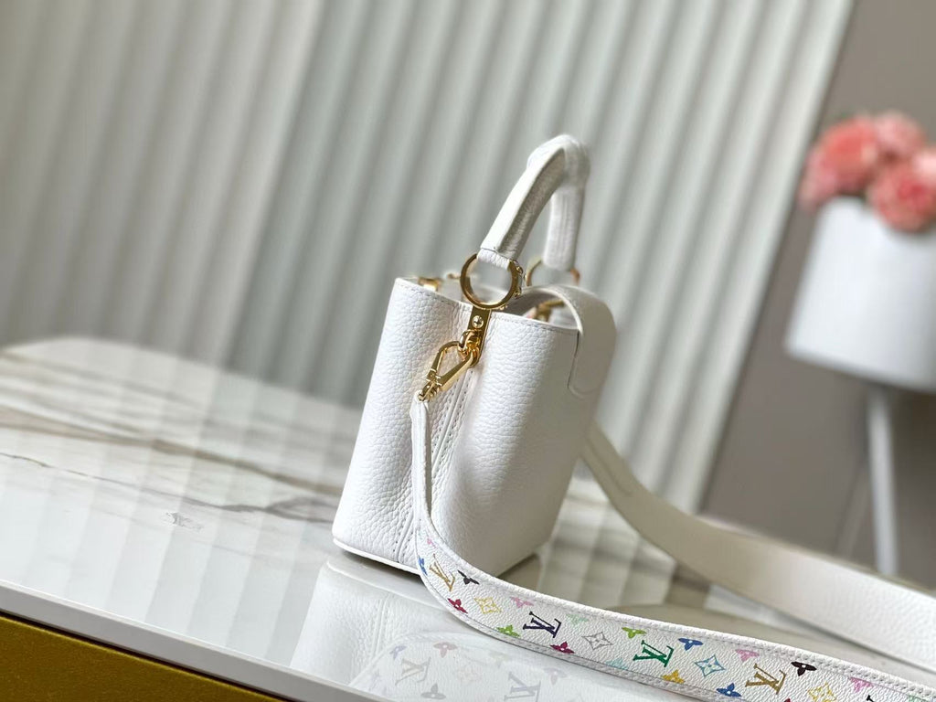 LV x TM Capucines BB 21cm Bag White mix colors Taurillon Cowhide leather