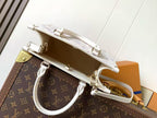 LV OnTheGo 25cm Bag White Purple Pink Embossed Grained Cowhide