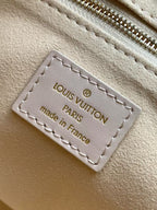 LV OnTheGo 25cm Bag White Purple Pink Embossed Grained Cowhide