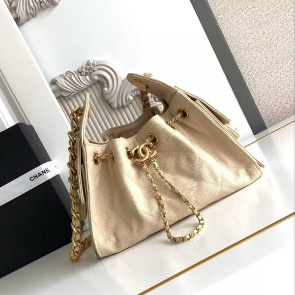 CC 25 MINI HANDBAG 22CM IN BEIGE GRAINED CALFSKIN GOLD HARDWARE