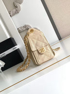 CC 25 MINI HANDBAG 22CM IN BEIGE GRAINED CALFSKIN GOLD HARDWARE