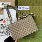 GG DIONYSUS SHOULDER BAG IN BEIGE CANVAS SILVER HARDWARE