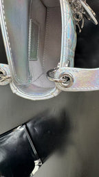 CD MINI LADY 12 SILVER PATENT LAMBSKIN
