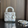 CD MINI LADY 12 SILVER PATENT LAMBSKIN