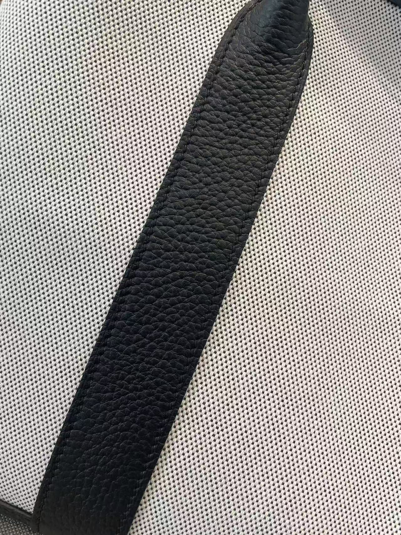 HM GARDEN PARTY 36 WHITE BLACK CANVAS CALFSKIN