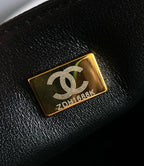 MINI RECTANGLE FLAP BAG 20CM BLACK CAVIAR GOLD HARDWARE