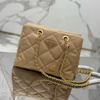 PRADA QUILTED SHOULDER BAG 25 IN LIGHT BROWN CALFSKIN