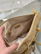 PRADA QUILTED SHOULDER BAG 25 IN LIGHT BROWN CALFSKIN