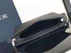 CLUTCH 27 BAG IN BLACK CALFSKIN EMBOSSED LOGO