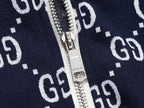 GUCCI ZIP-UP KNITTED JACKET IN NAVY BLUE