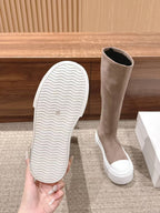 THE ROW HIGH BOOTS IN DARK BEIGE SUEDE