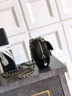 CC HEART QUILTED SHOULDER BAG 13 IN BLACK CALFSKIN TP3