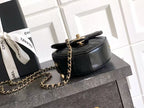 CC HEART QUILTED SHOULDER BAG 13 IN BLACK CALFSKIN TP3