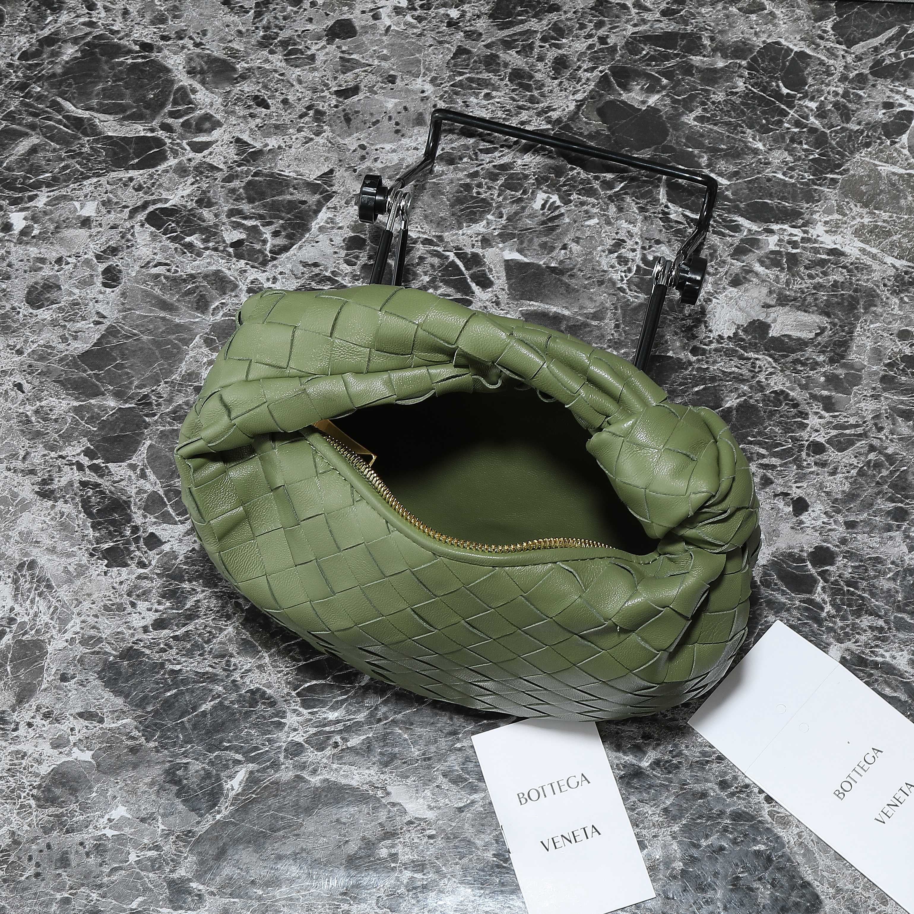 BV MINI JODIE 28CM MATCHA GREEN LAMBSKIN LEATHER