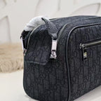 Toiletry Bag Black Dior Oblique Jacquard and Black Grained Calfskin