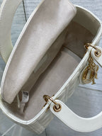 CD Lady Dior 24cm White Lambskin Light Gold Hardware