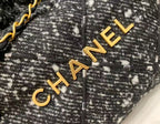 Chanel Hobo 39cm Bag Black Gray Tweed