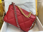 CC19 FLAP BAG 30 IN RED GOATSKIN