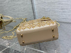 CD Lady Dior 17cm Bag Gold Diamond Silk