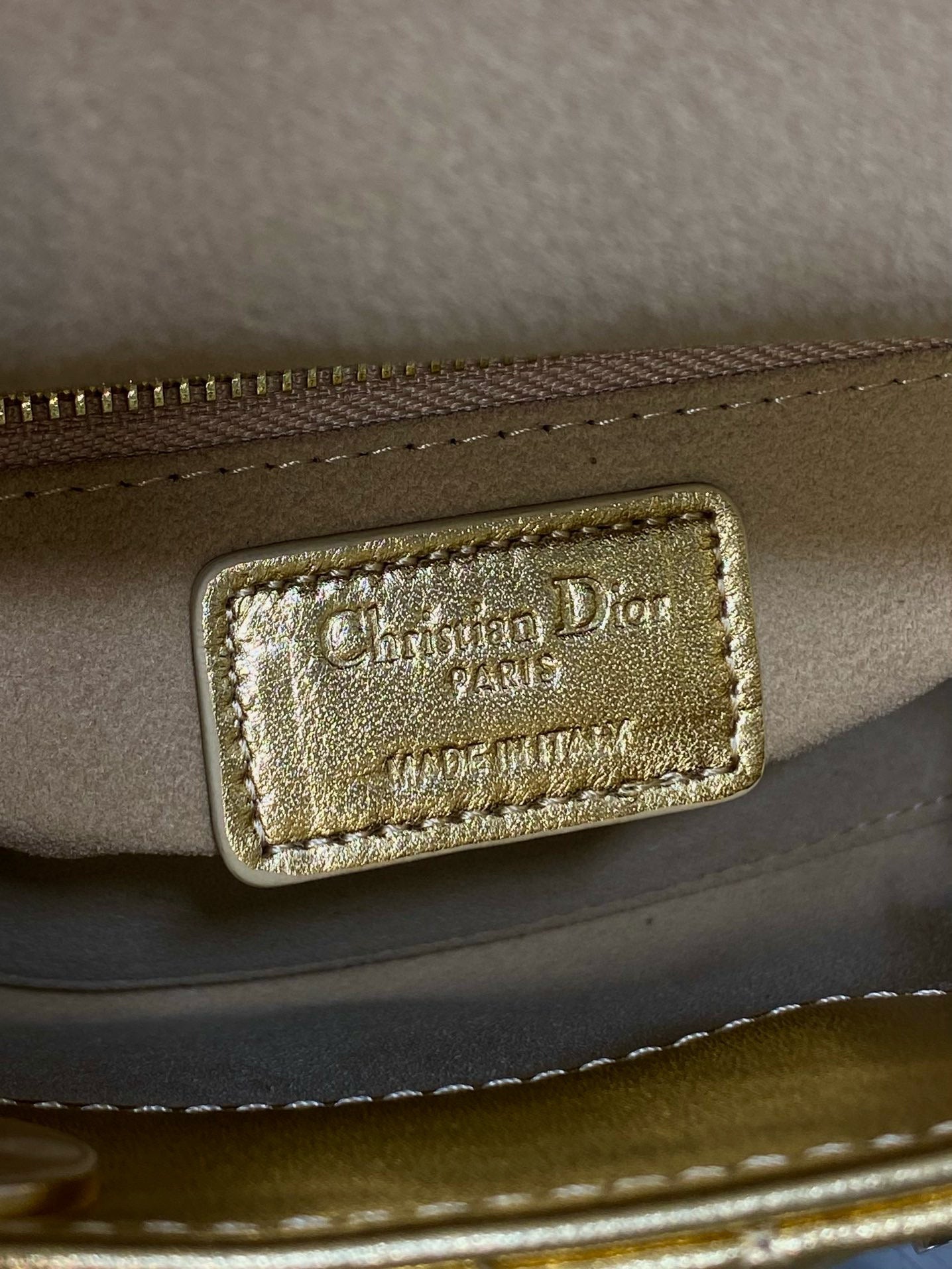 CD Lady Dior 17cm Bag Gold Lambskin