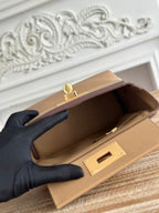 Hermes Mini 24 24 Bag Beige Gold Leather