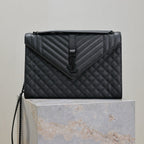 YSL Envelope Chain Large Bag 31cm Black Cowhide