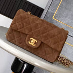 Chanel 25 Flap Bag Brown Gold Suede Leather