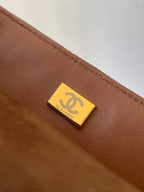 Chanel 25 Flap Bag Brown Gold Suede Leather