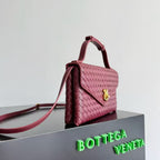 BV Knot Lock Bag 25cm Burgundy Gold Lambskin