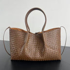 BV Reversible Tote Bag 43cm Intreccio Nocciola Amber Calfskin Suede