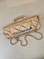 CC 25K Large Flap Bag with Top Handle Chain Strap Gold Metalic Patent Calfskin GHW