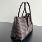BV Reversible Tote Bag 43cm Intreccio Chocolate Brown Calfskin Suede
