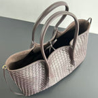 BV Reversible Tote Bag 43cm Intreccio Chocolate Brown Calfskin Suede