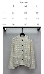 LP AROLA CROCHETED CARDIGAN IN WHITE WOOL