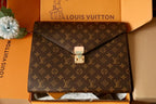 LV Mark Folder Monogram Dark Brown Coated Canvas Calfskin