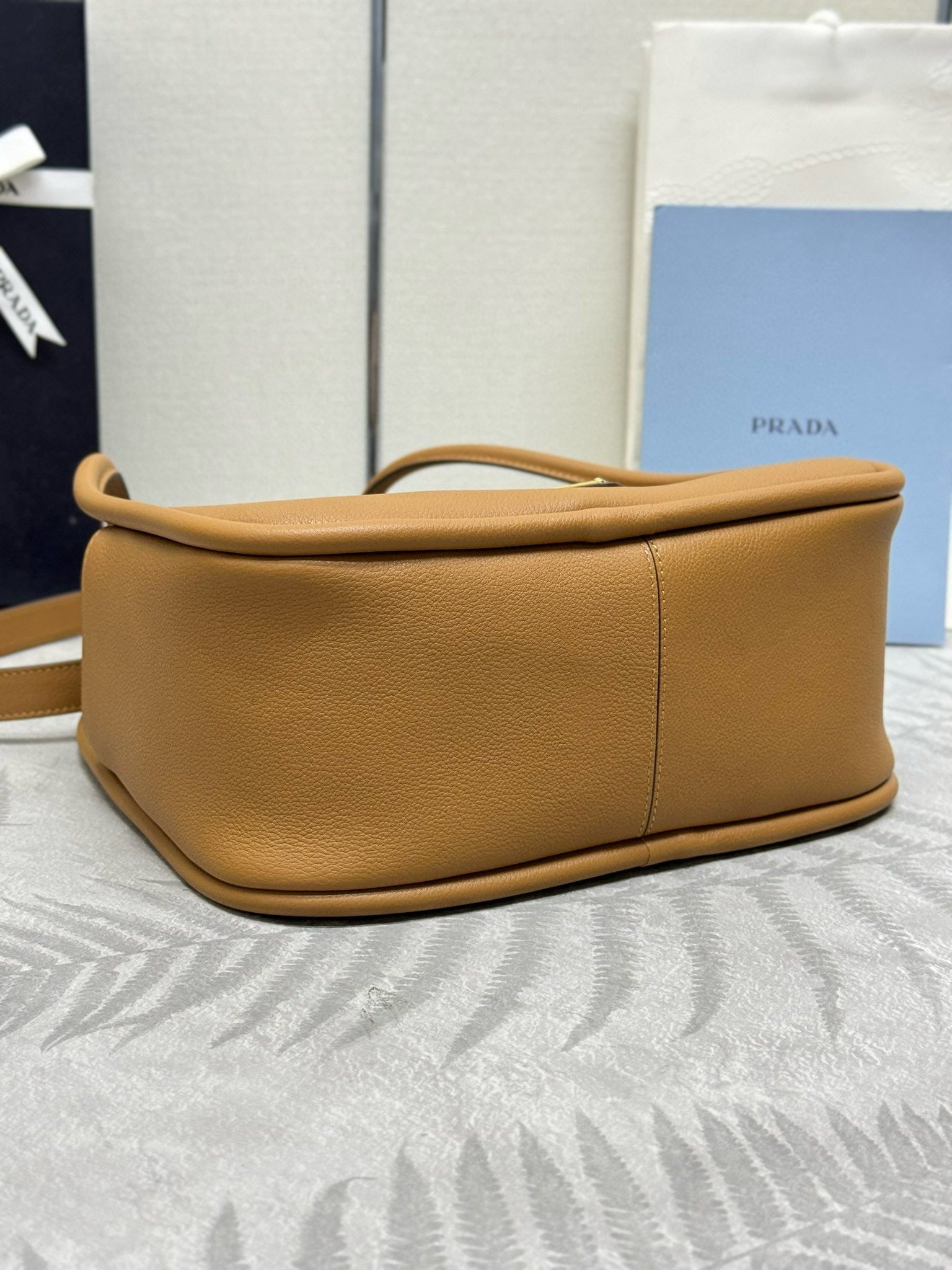 Prada Darling Medium 25cm Tote Bag Caramel Graine Calfskin